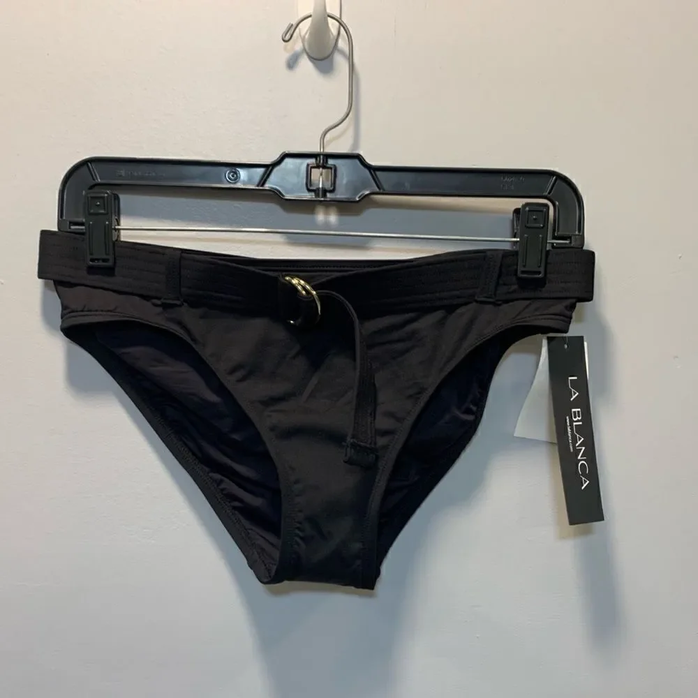NWT LA BLANCA WOMANS black belted Bikini bottom size 4